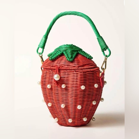Kate Spade Pearl Embellished Strawberry Basket Bucket Bag - Picture 2 of 3